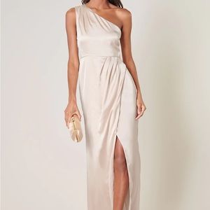 Sugarlips prestige one shoulder asymmetrical bridesmaids maxi dress